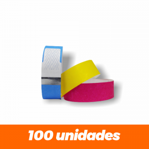 Pulseira Tyvek Personalizada - 100 unidades Nylon 20x200mm Personalizada (4x0 colorido Frente)   